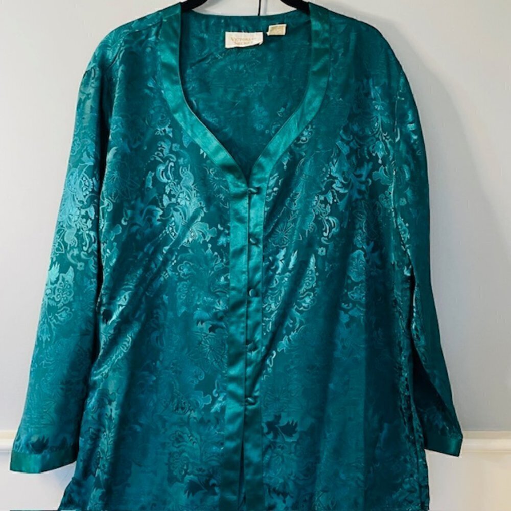 Victoria's Secret Vintage Gold Label Jacquard Floral Satin Pajamas Small - Picture 3 of 6